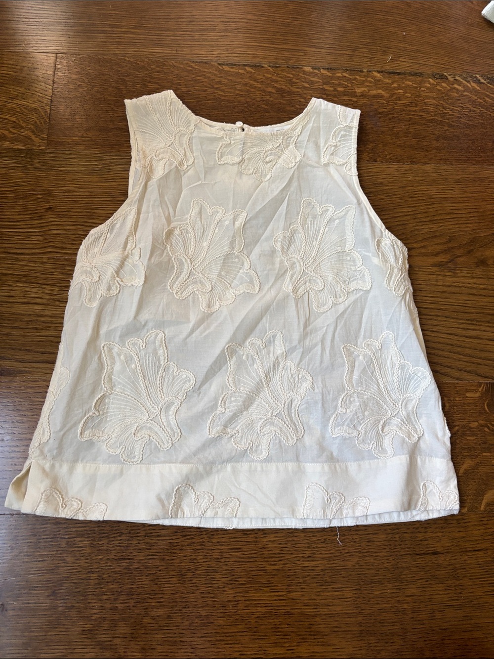 Zara Cream Embroidered Sleeveless Blouse